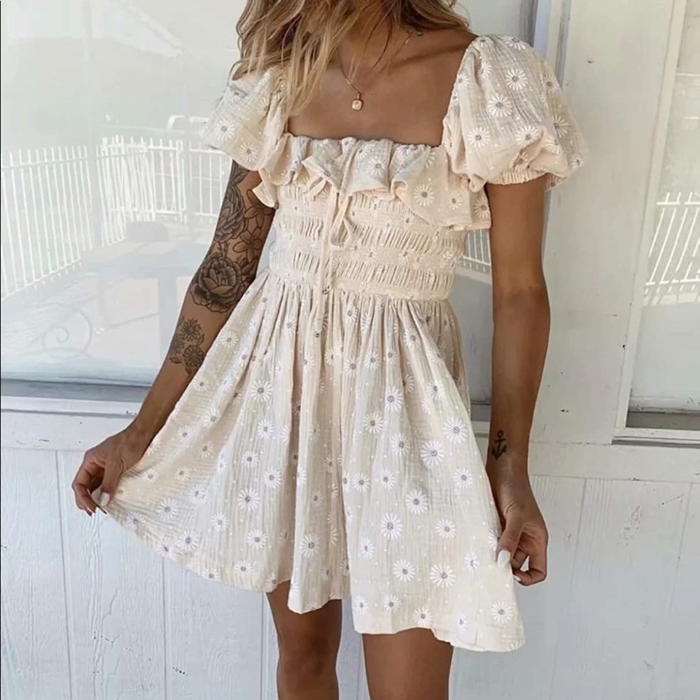 Beige floral dress